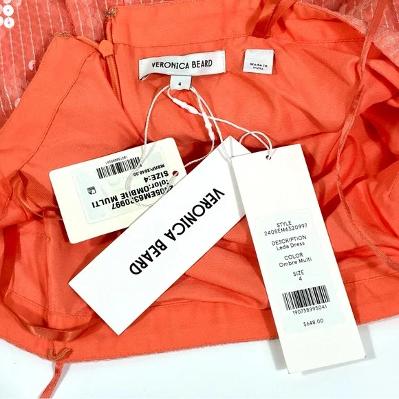 Veronica Beard Leda Sequin Midi Dress Ombre Multi 4 6 NWT Gradient Column Glam - Picture 9 of 17